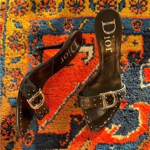 Authentic Dior Sandals Black Leather
